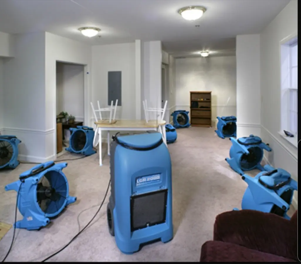 Air movers and dehumidifier setup for Water Extraction & Removal in Boerne